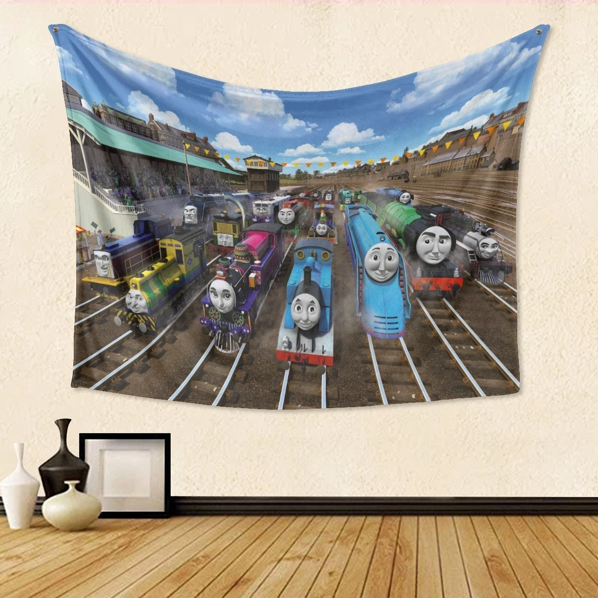 Trains & Friends Adventures Tapestry, Kid Room Tapestry