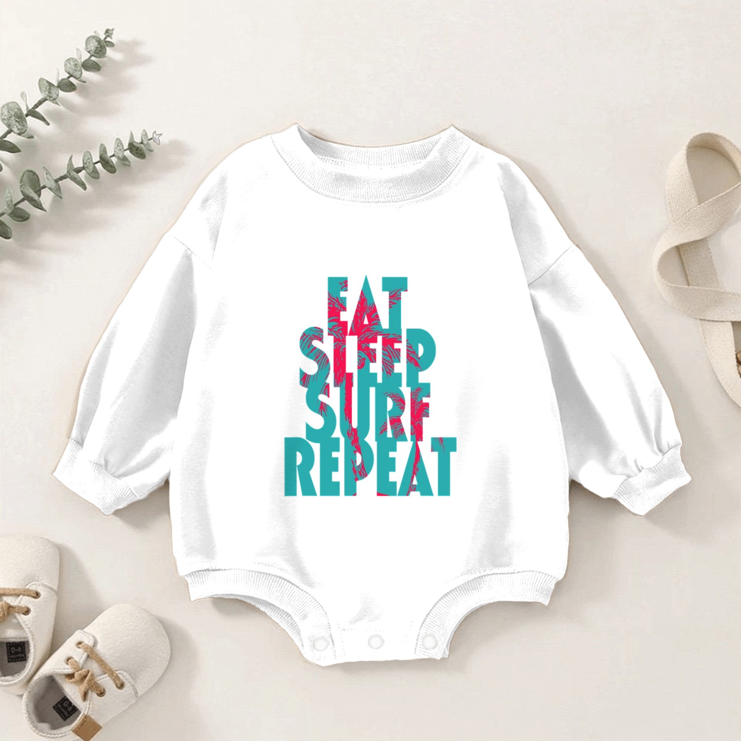 EAT SLEEP SURF REPEAT I Under The Sun Hawaiian Baby Romper Sweatshirts