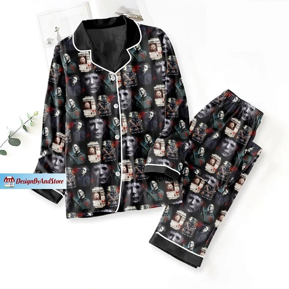 Michael Myers Pajamas Set, Michael Myers Holiday Pajamas, Michael Myers Thick Pajamas, Horror Movie Christmas Pajamas,