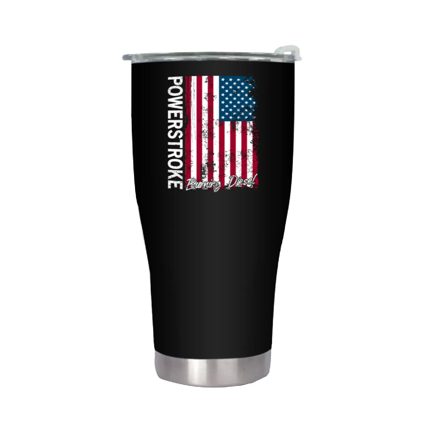 Powerstroke Burning Diesel American Flag Usa Stainless Steel Tumblers