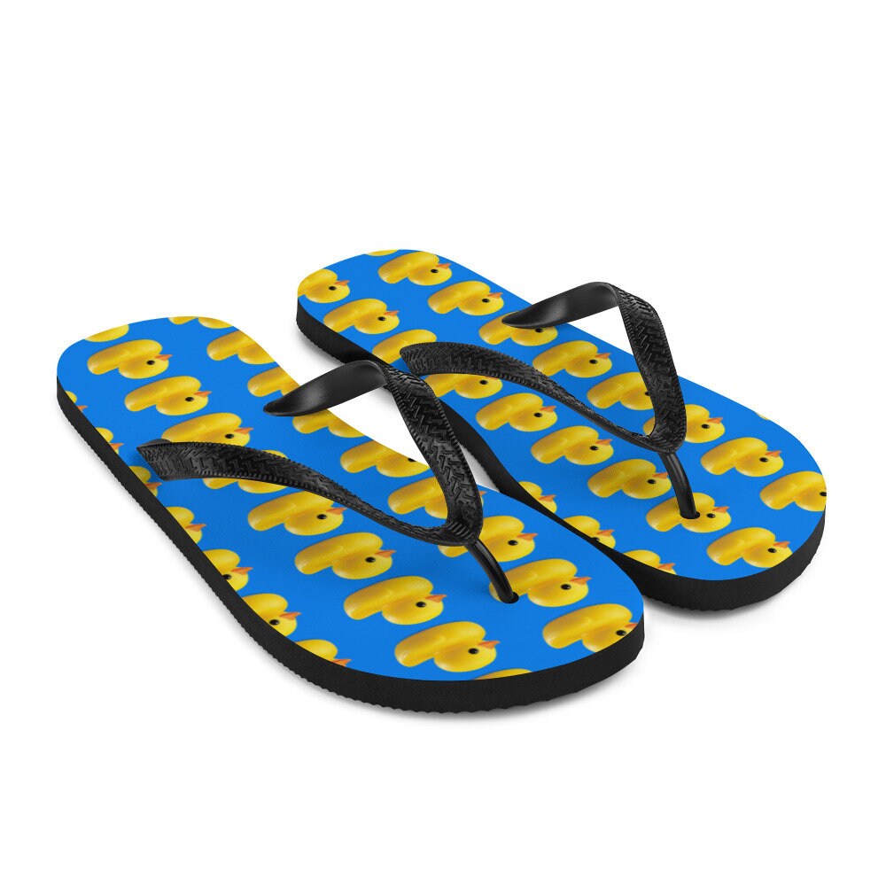 Navy Blue Rubber Ducks Flip-Flops, cute gifts, fun sandals, beach wear, At the Beach, Unique Flip flops, Gift for her, Vacation Flip Flops