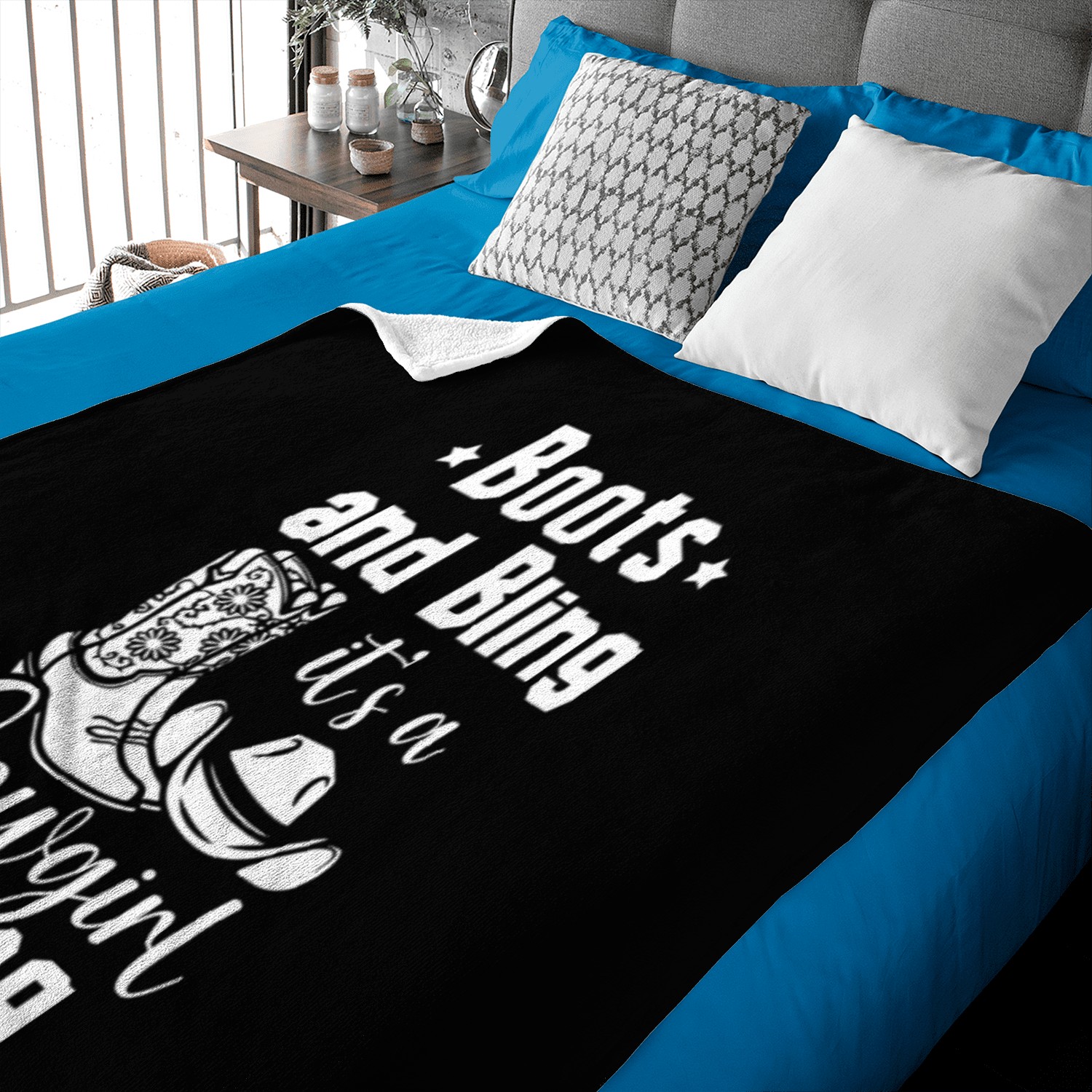 Boots And Bling It's A Cowgirl Thing Baby Blankets