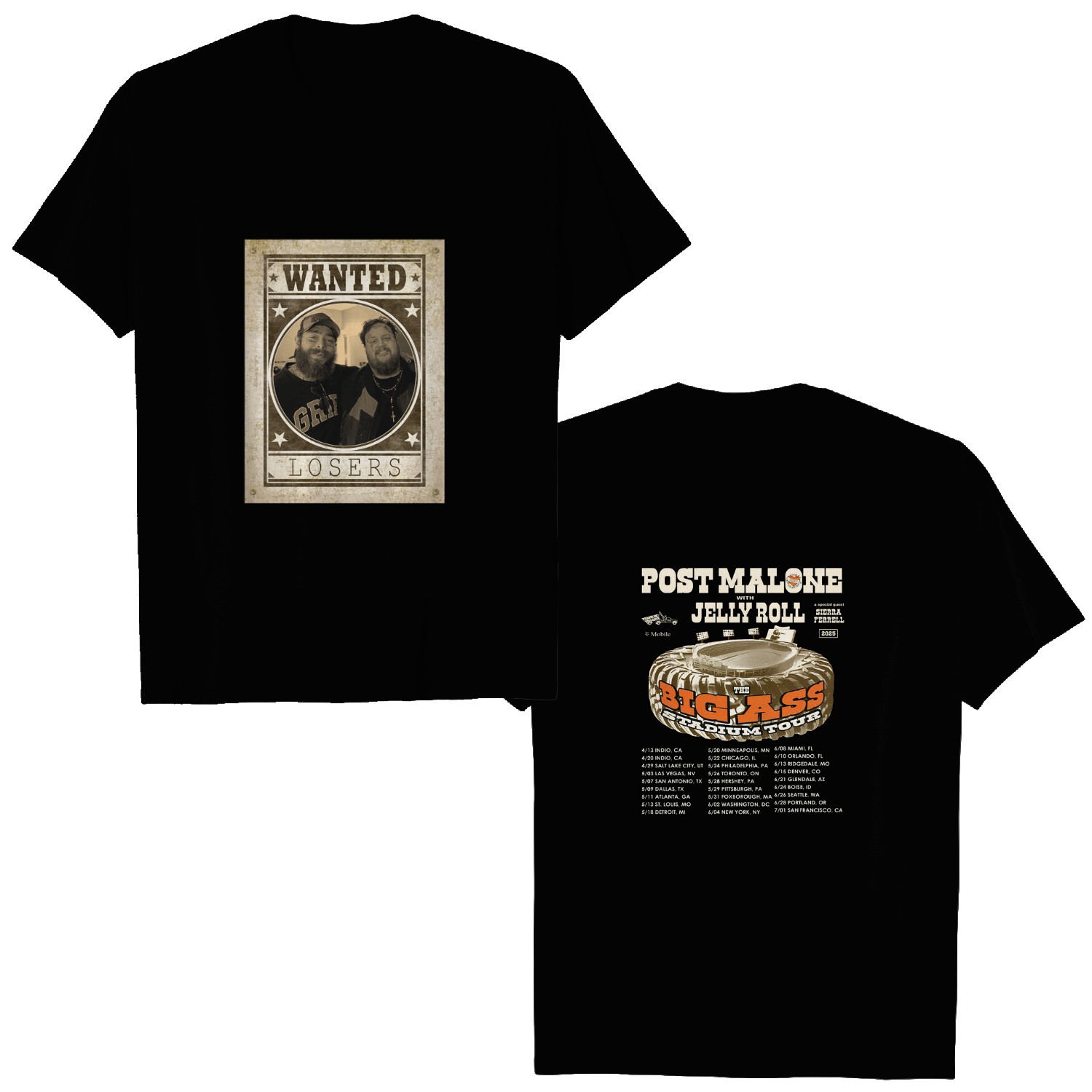 Vintage Jelly Roll With Post Malone Wanted Loser Tour T Shirt, Post Malone Jelly Roll Shirt, Jelly Roll Concert Tshirt, Posty Shirt