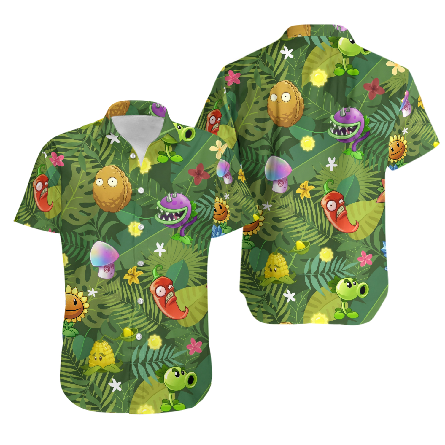 Plants vs Zombies Hawaiian Shirt and Shorts, Funny Tropical Gamer Outfit