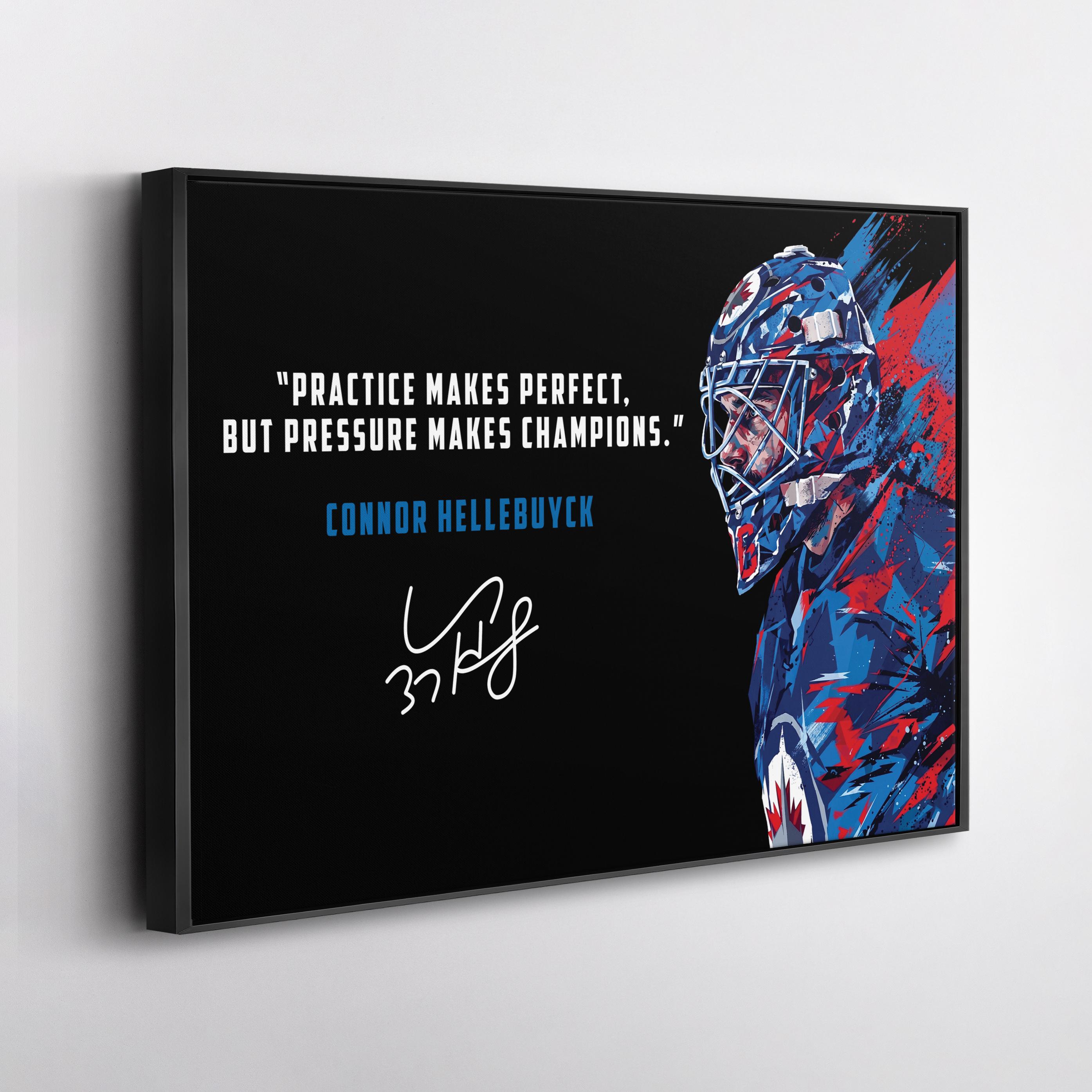 Connor Hellebuyck Canvas Wall Art, Winnipeg Jets Hockey Decor, Motivational Quote Print, Sports Poster Style, Fan Gift