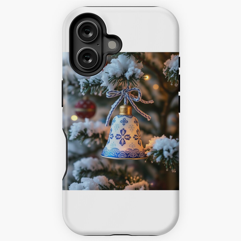 blue white chrismas tree bell iPhone Case
