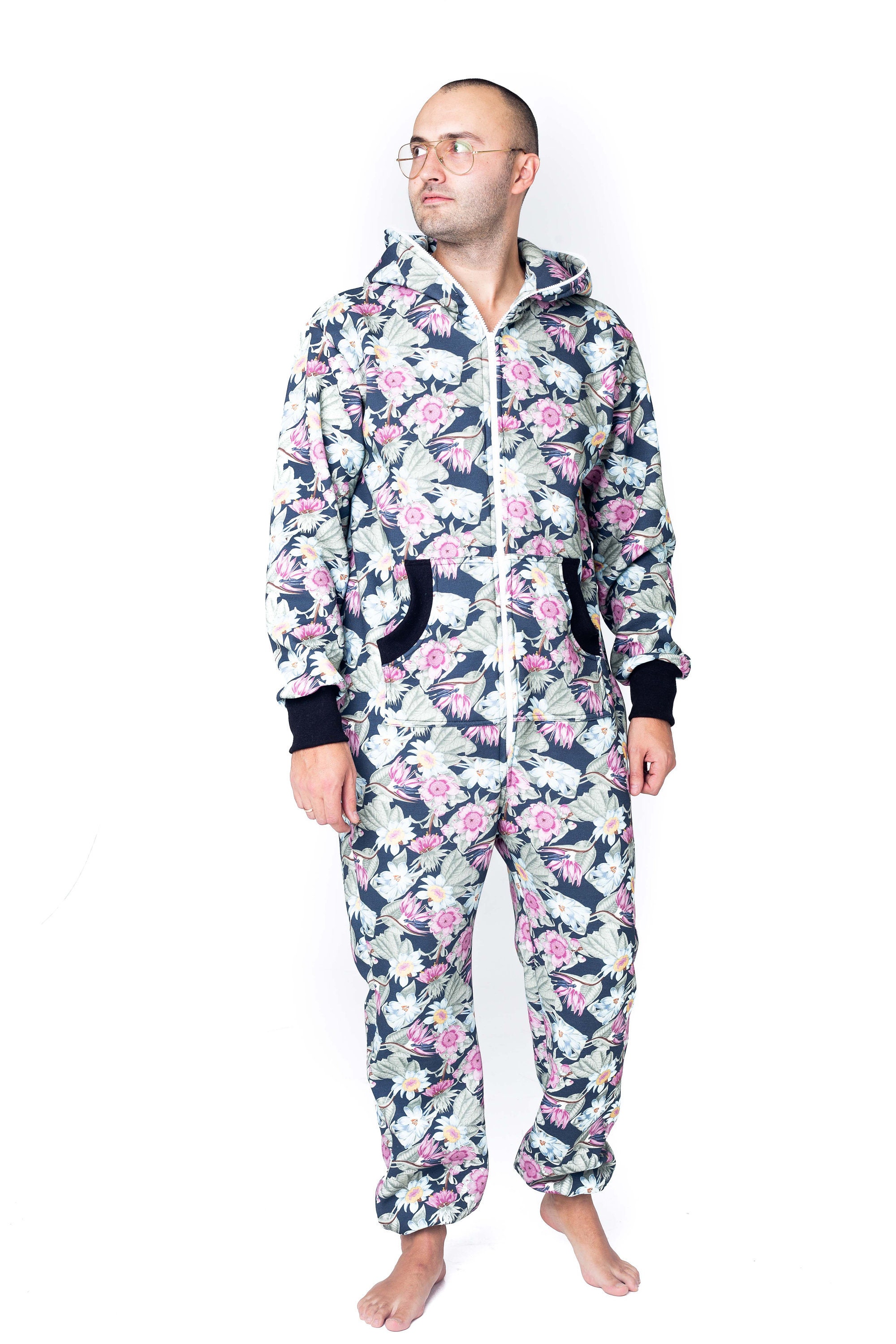 Adult Overall Pajamas - Men's Hooded Jumpsuit | Christmas Pajama Outfits | Family Matching Pajamas