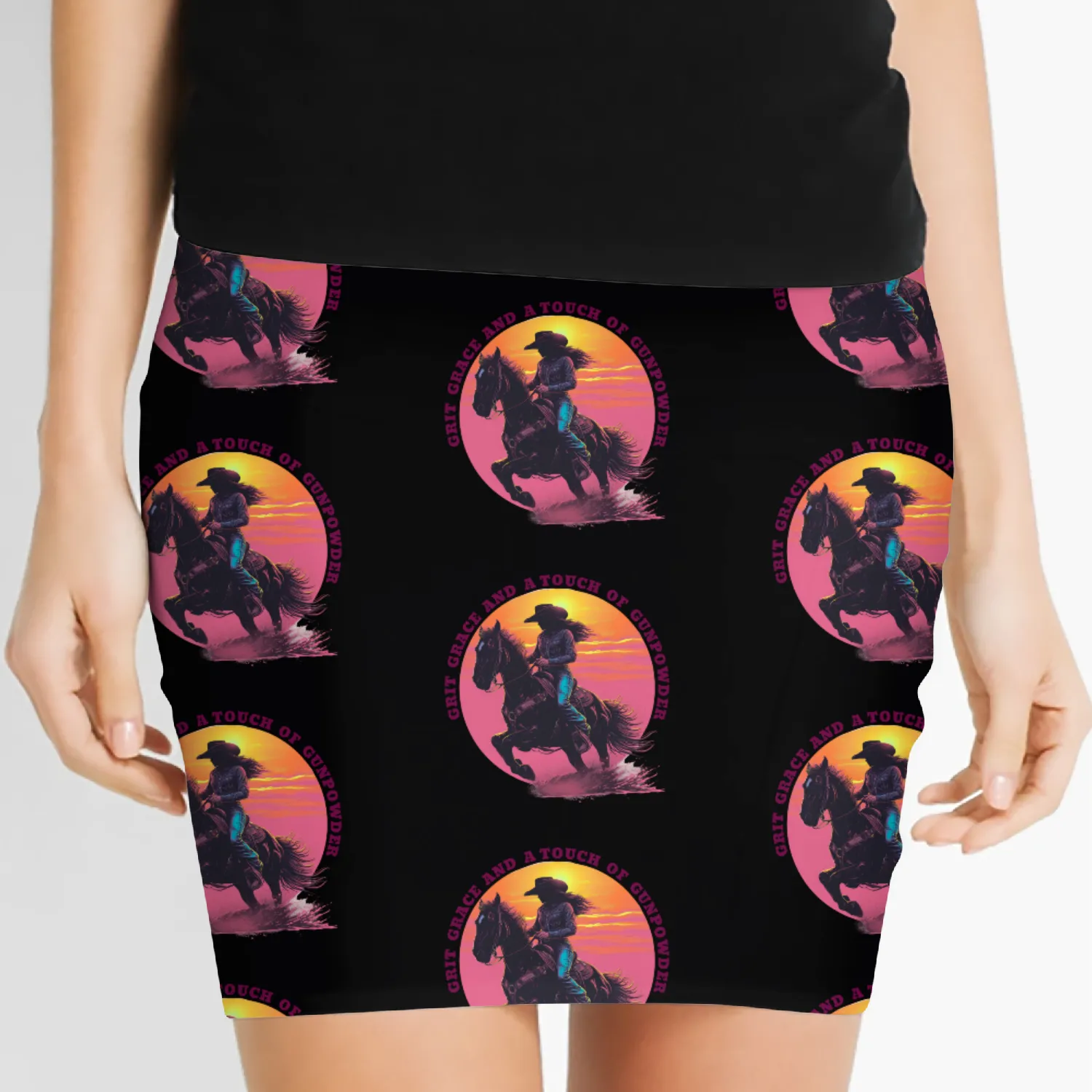 Cowgirl Pride Sunset Scene Women's Mini Skirts