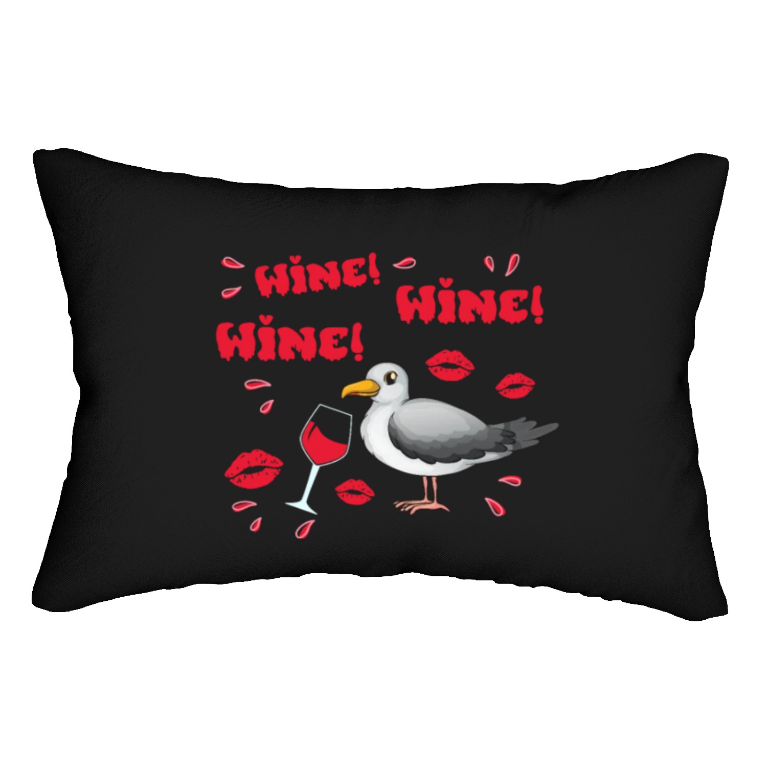 Wine Seagull Bird Lover Shorebird Seagulls Lumbar Pillows
