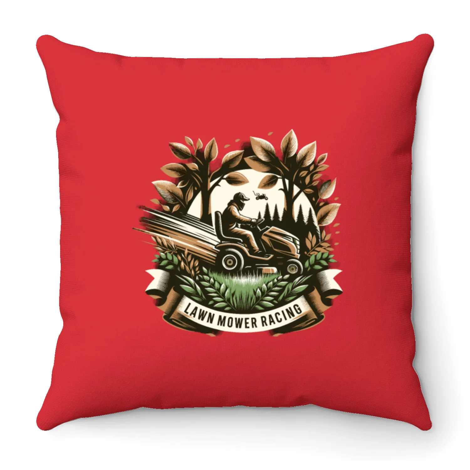 Lawn Mower Racing Gardener Racing Lawnmower Throw Pillows