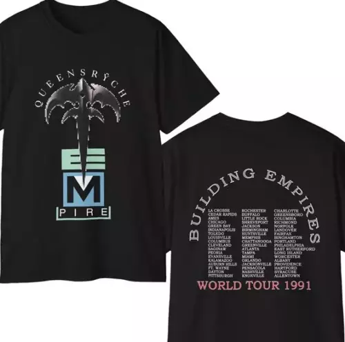 Rare Queensryche 1991 Building Empires World Tour Music T-Shirt