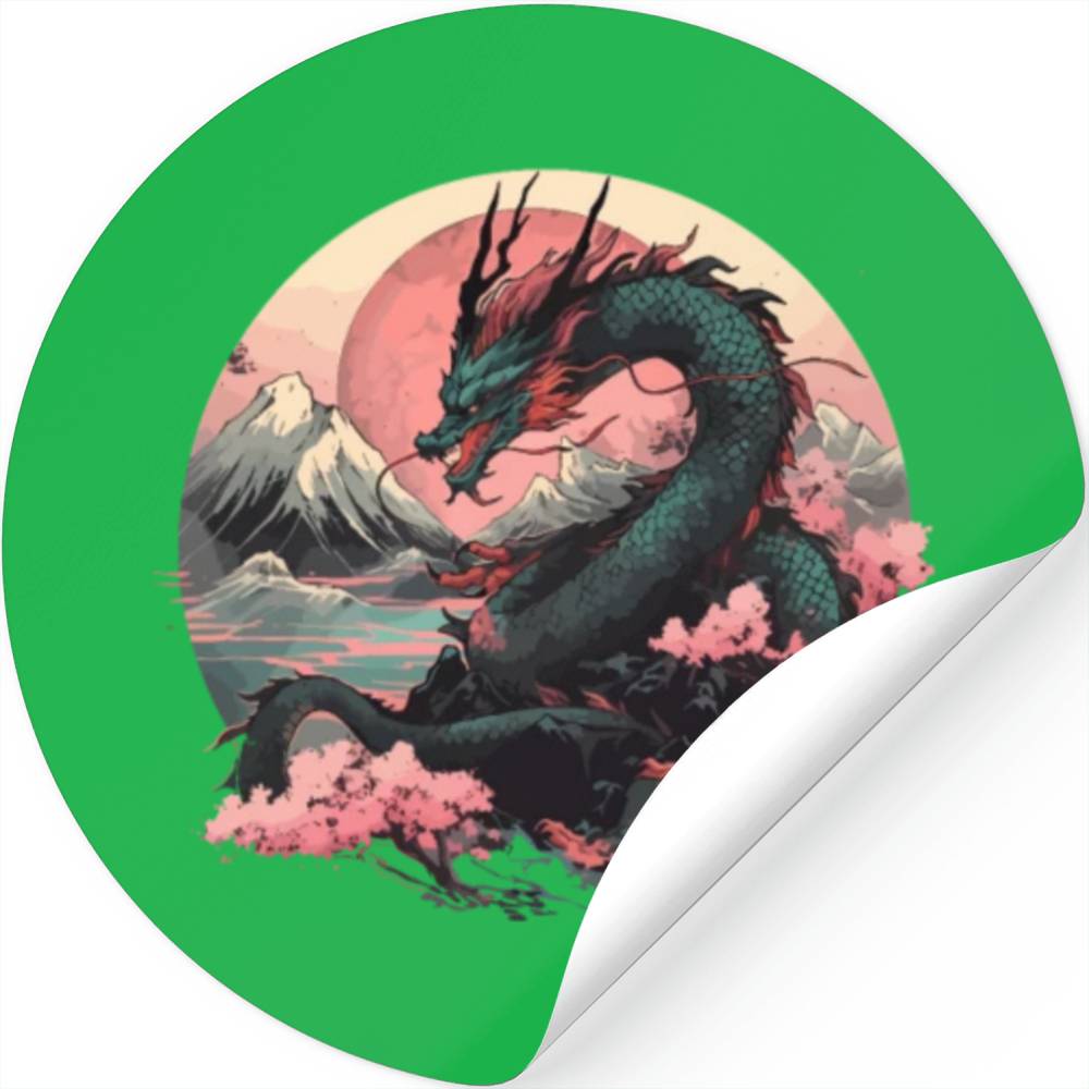 Asian Dragon Cool Japanese Fantasy Dragon Manga Stickers