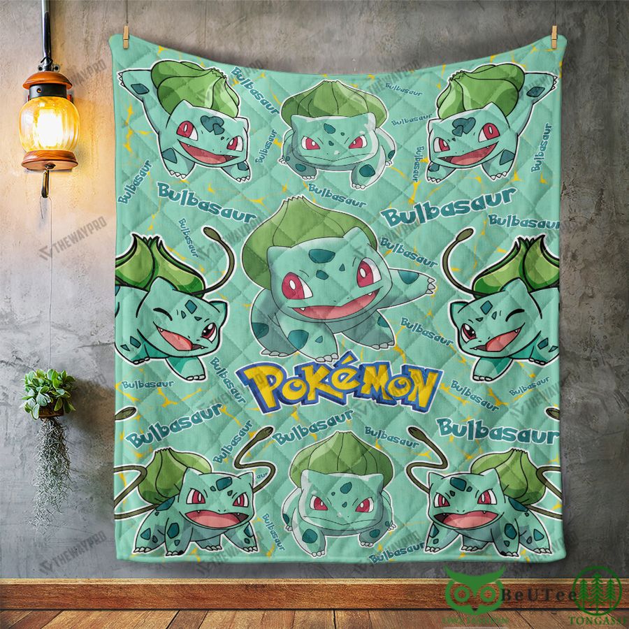 PKM Bulbasaur Character Quilt Blanket
