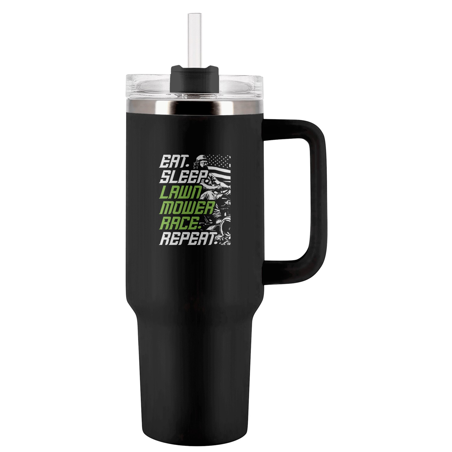 Lawn Mower Racing Tumblers 40 Oz With Handle