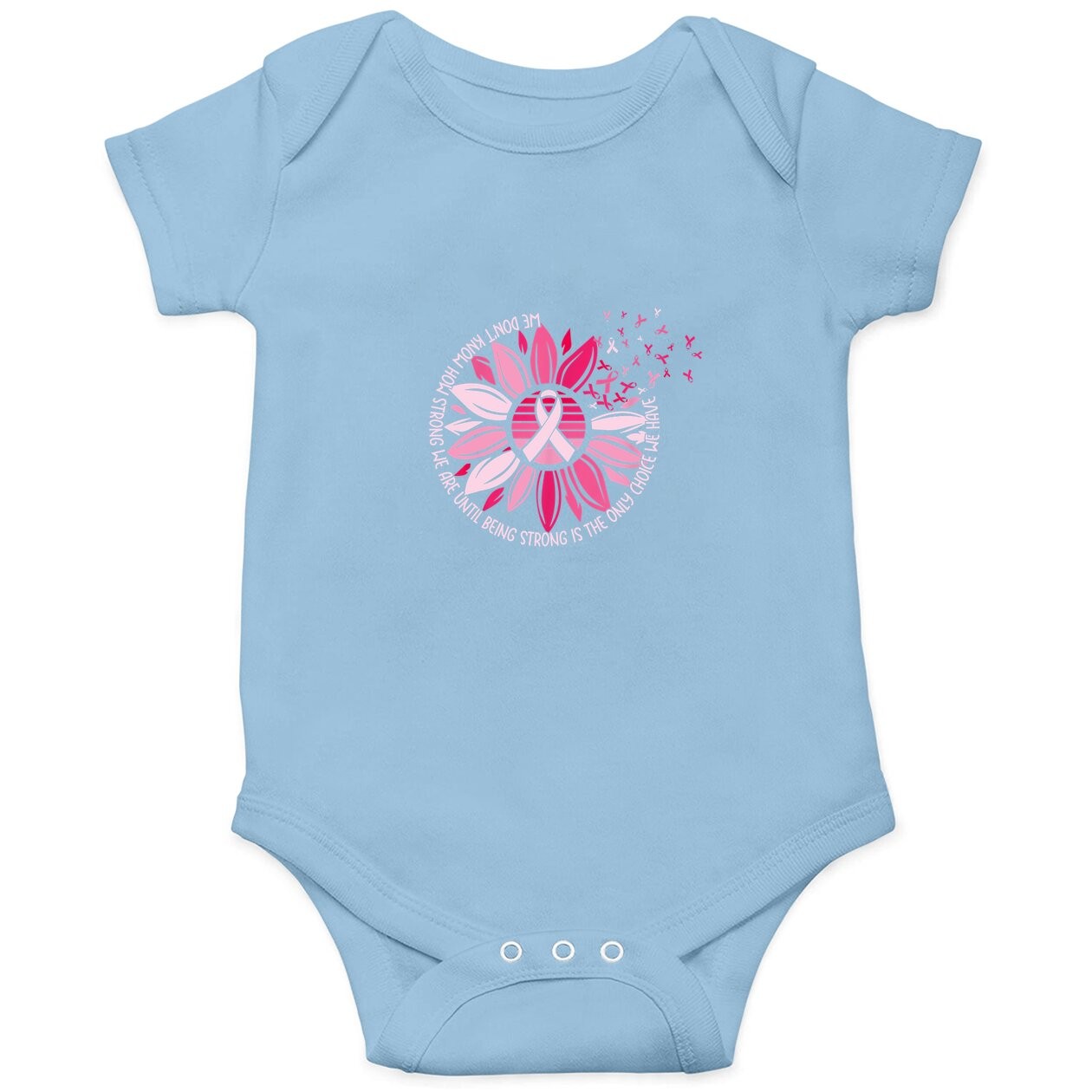 Sunflower Pink Ribbons Breast Cancer Awareness Warrior Baby Bodysuit