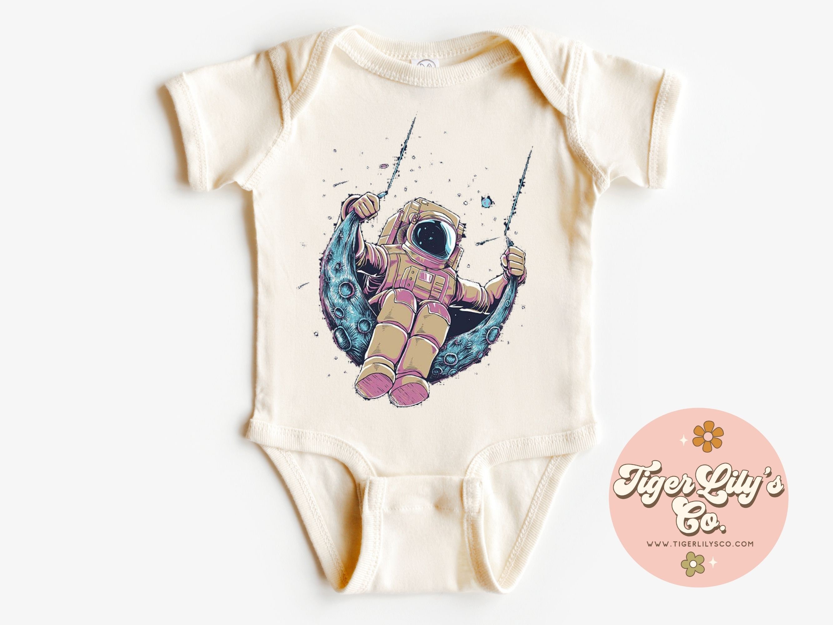 Swinging Moon Astronaut Baby Onesies - Cute, Space, Astronauts, Planets