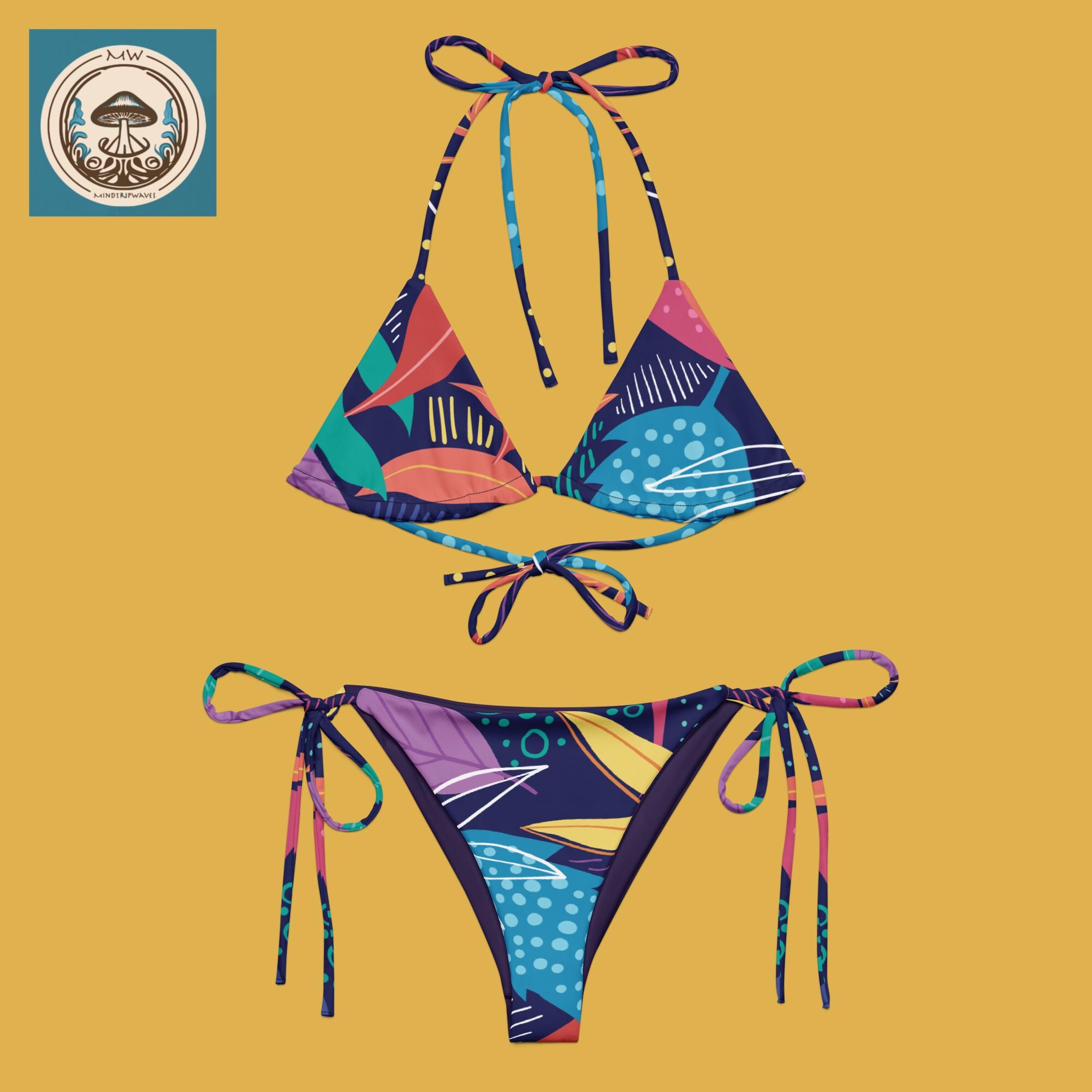 Women's triangle bikini with psychedelic print