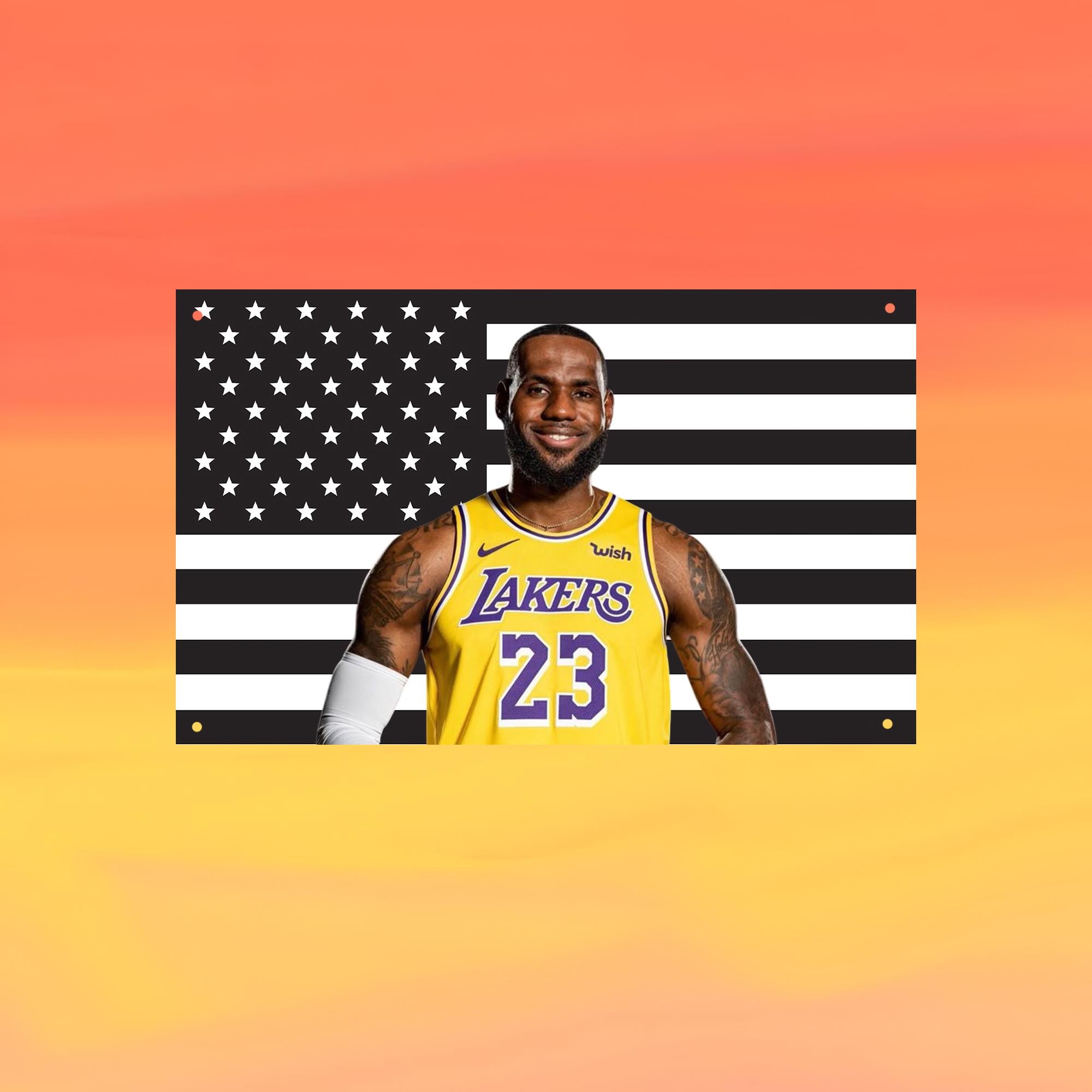 LeBron James Black US Wall Tapestry Flag, Basketball Wall Art, Sports Bedroom Decor, Fan Banner