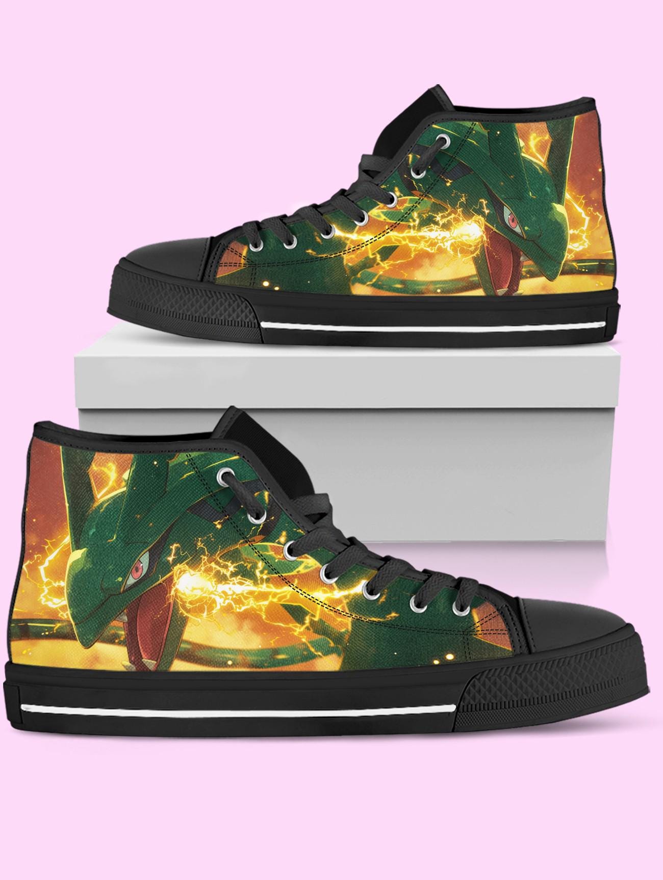 PKM High Top Shoes, Rayquaza Anime Sneakers for Women, Men