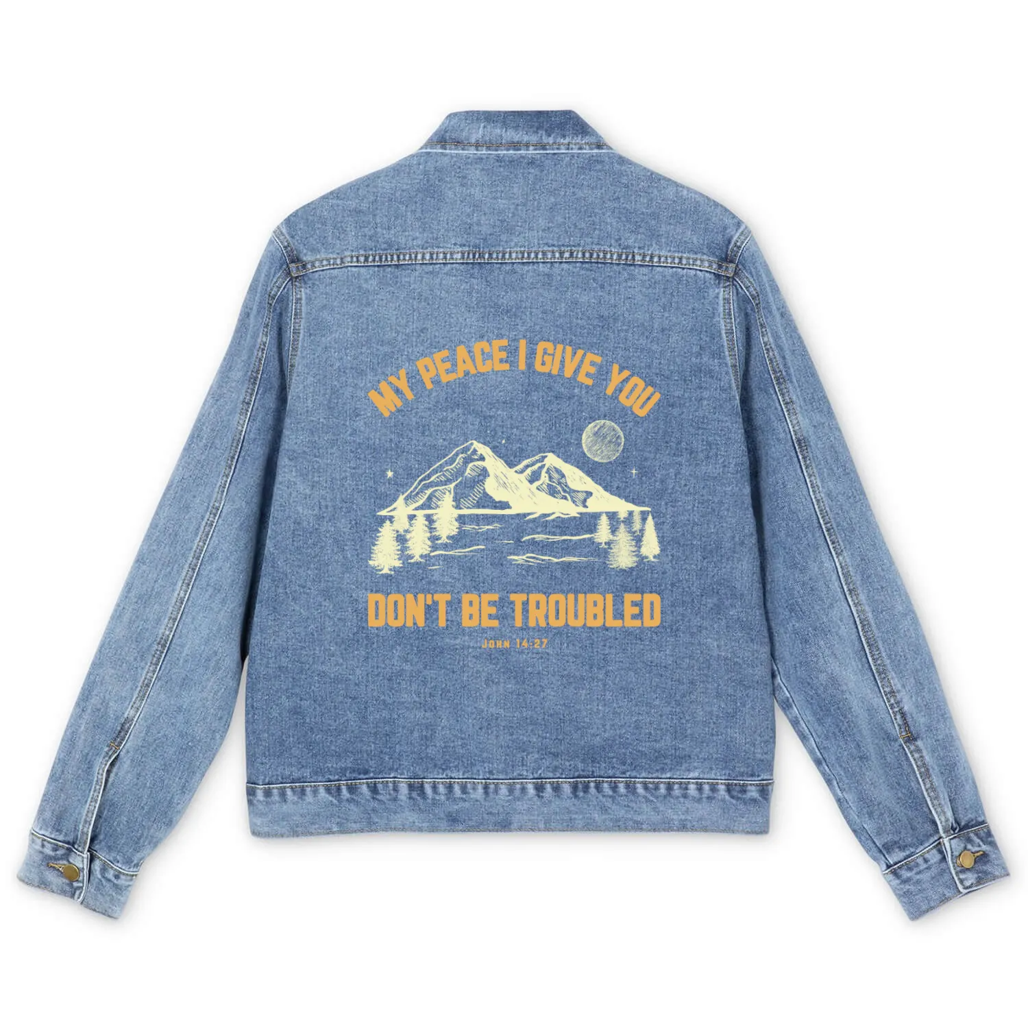 My Peace I Give You Don t Be Troubled Men's Denim Jackets