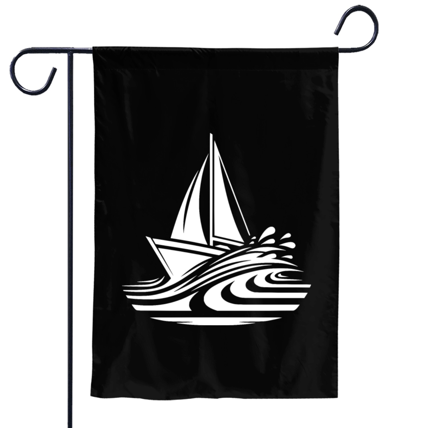 Fast Sailing Boat On Course In Big Waves Garden Flags