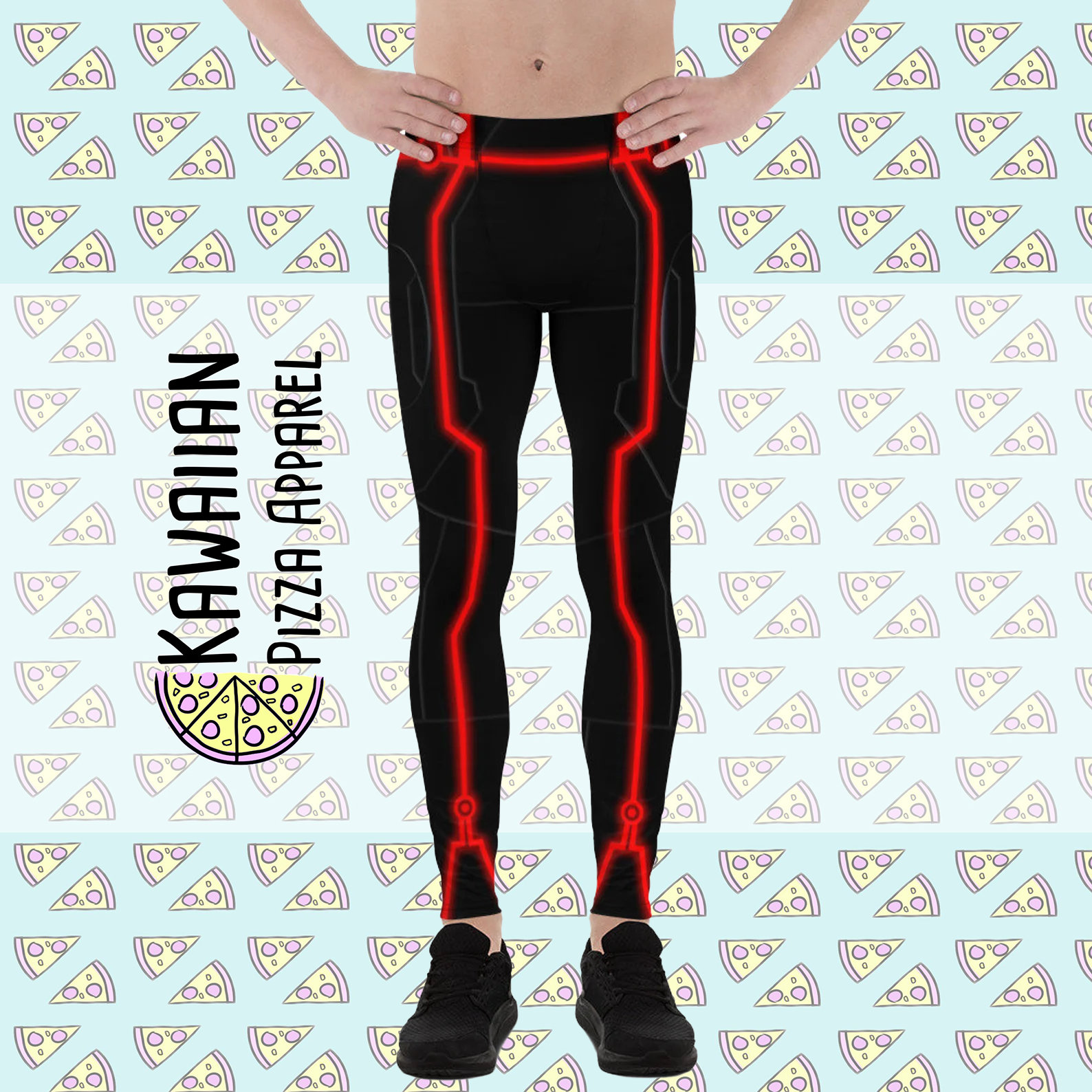 Men's Red Tron Inspired Leggings