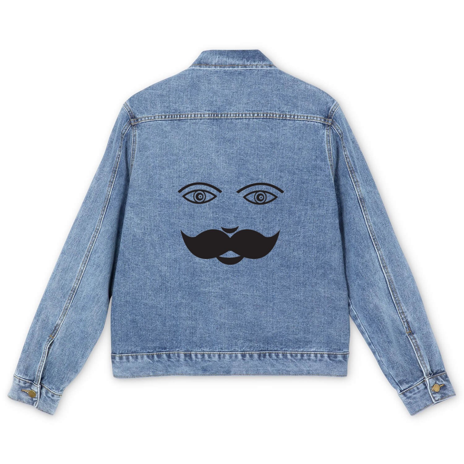 Whimsical Cat Face with Mustache Design Men's Denim Jackets