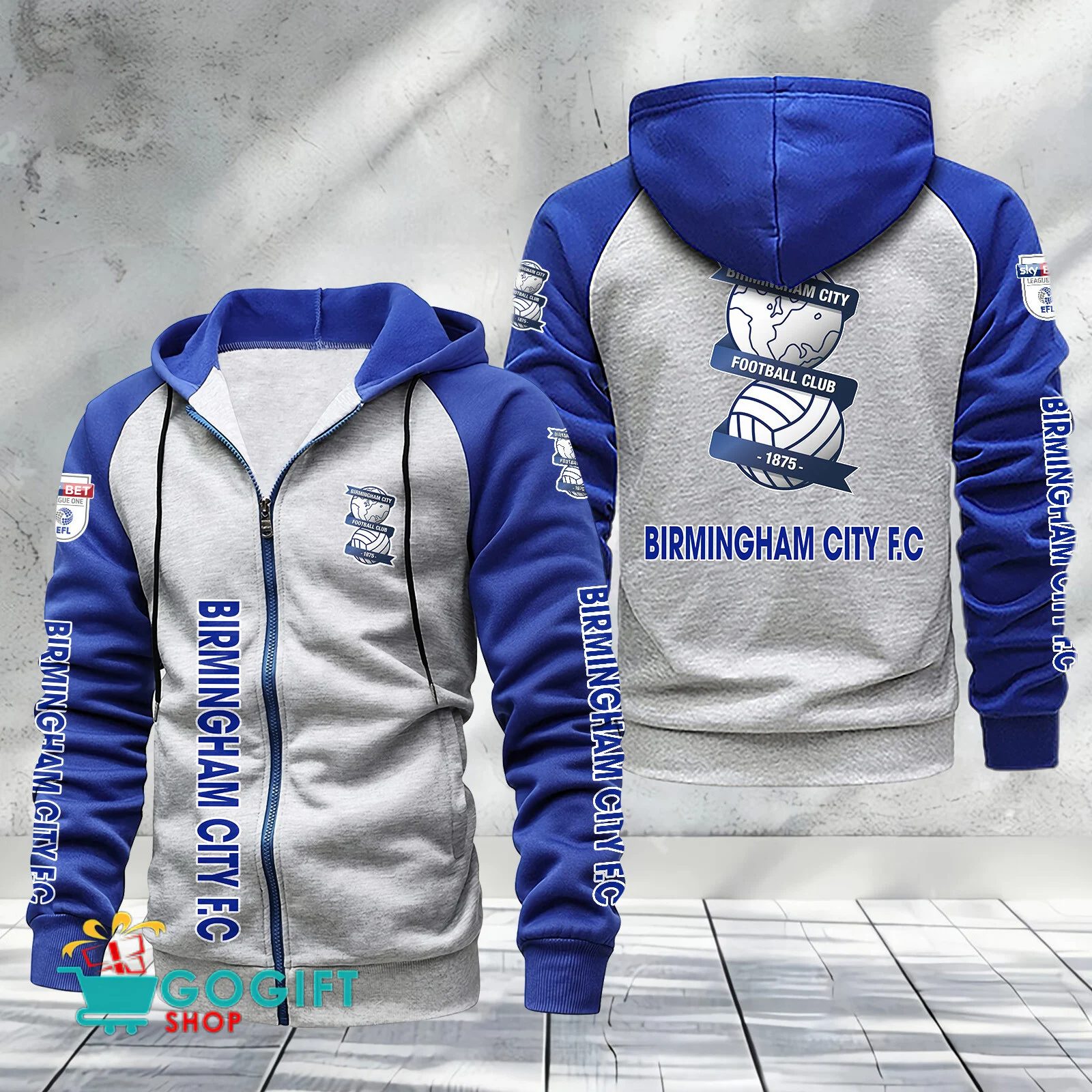 Birmingham City Sporty Style Raglan Zipper Hoodie