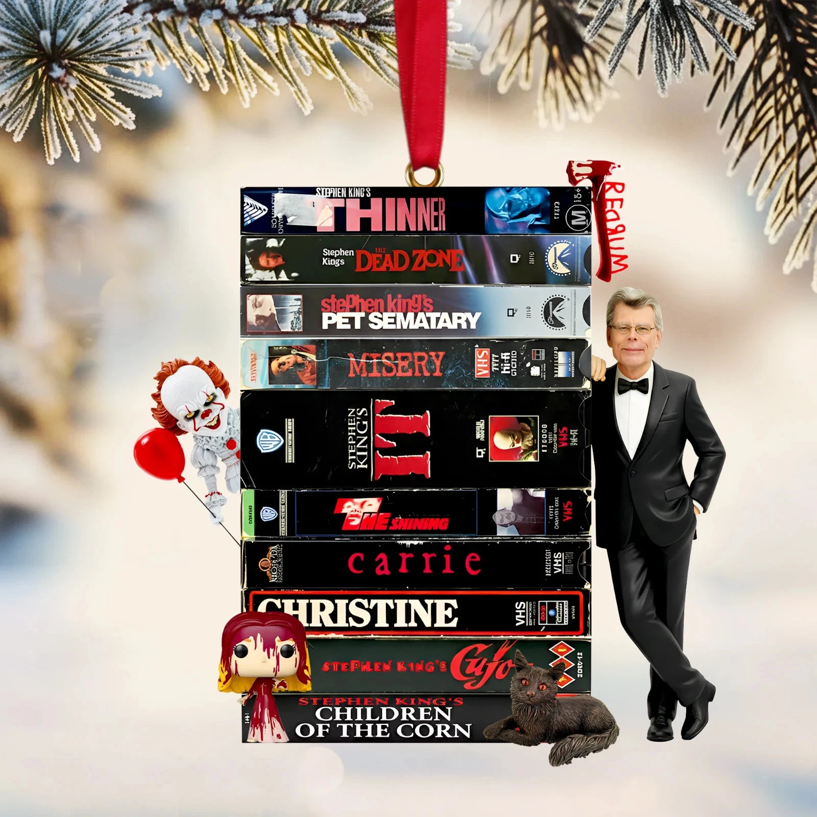 Retro VHS Tape Stack Ornament - Gift For Horror Lovers Acrylic