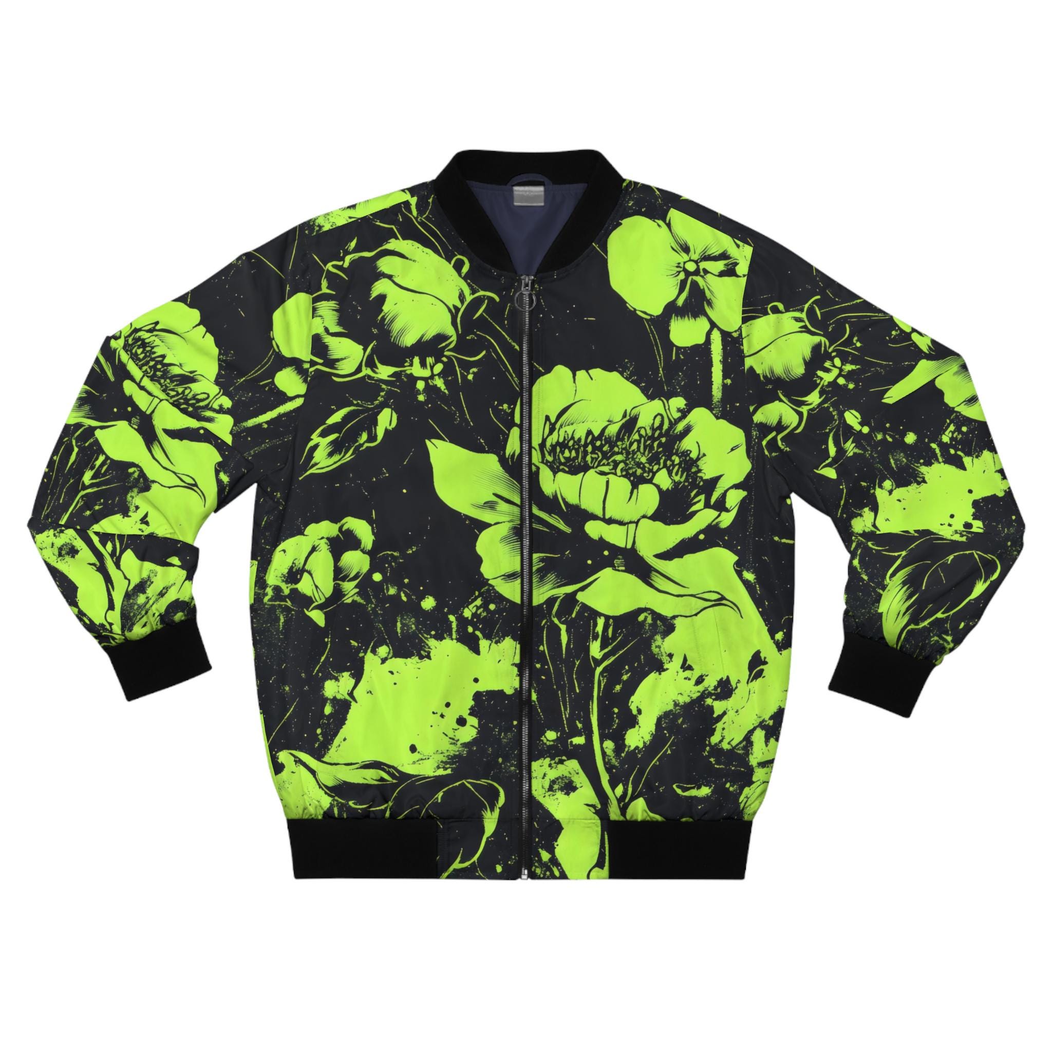 Vintage Fkowers Bomber Men's Jacket ,Men's AOP Bomber Jacket,Fashionable Floral Bomber Jacket