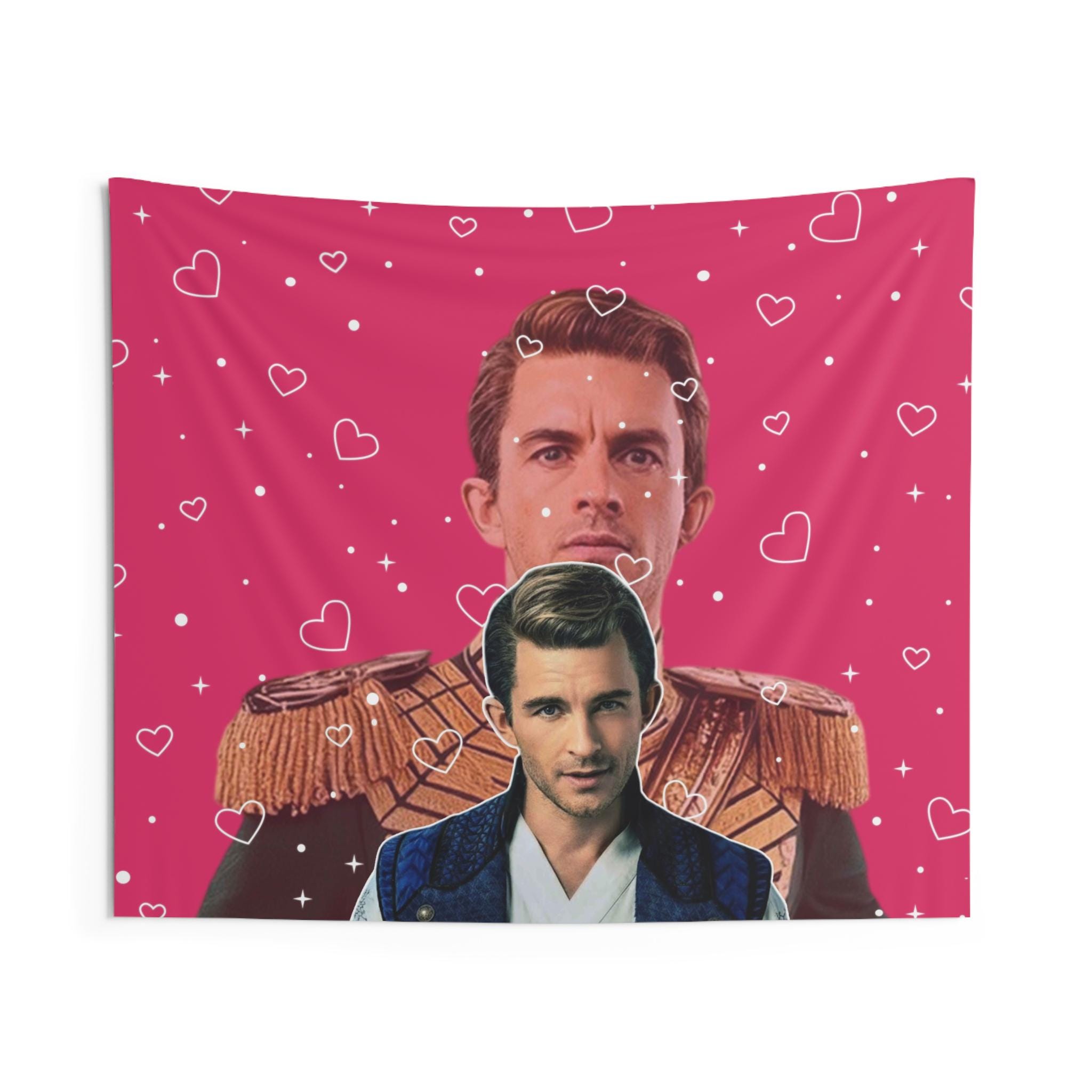Fiyero Pink Heart Flag, Jonathan Bailey Indoor Wall Tapestries, Jonathan Bailey as Fiyero Flag