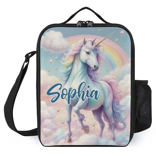 Personalized Unicorn Clouds Lunch Bag for School Camp Boys & Girls