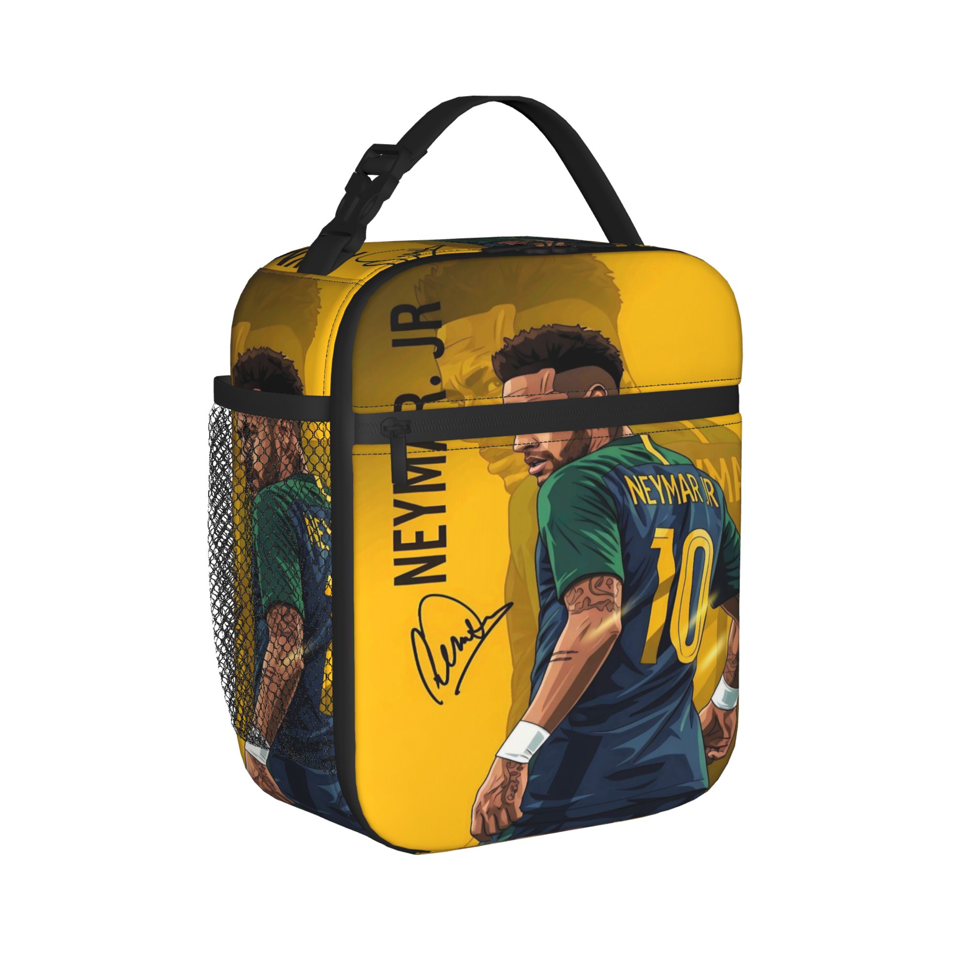 Neymars Brazil Football Insulated Lunch Bags Large Soccer Number 10 Lunch Container Cooler Bag Tote Lunch Box College Outdoor