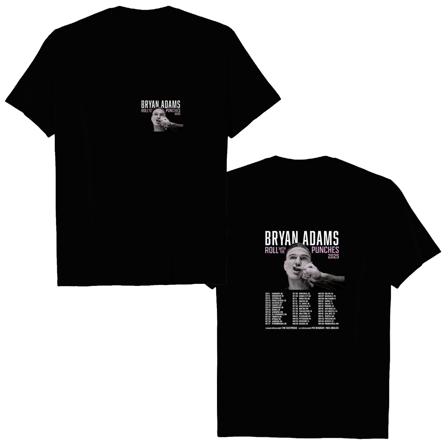 Bryan Adams Roll With The Punches Tour 2025 Double Sided Unisex T-Shirt Bryan Adams tour Bryan Adams poster Bryan Adams albm