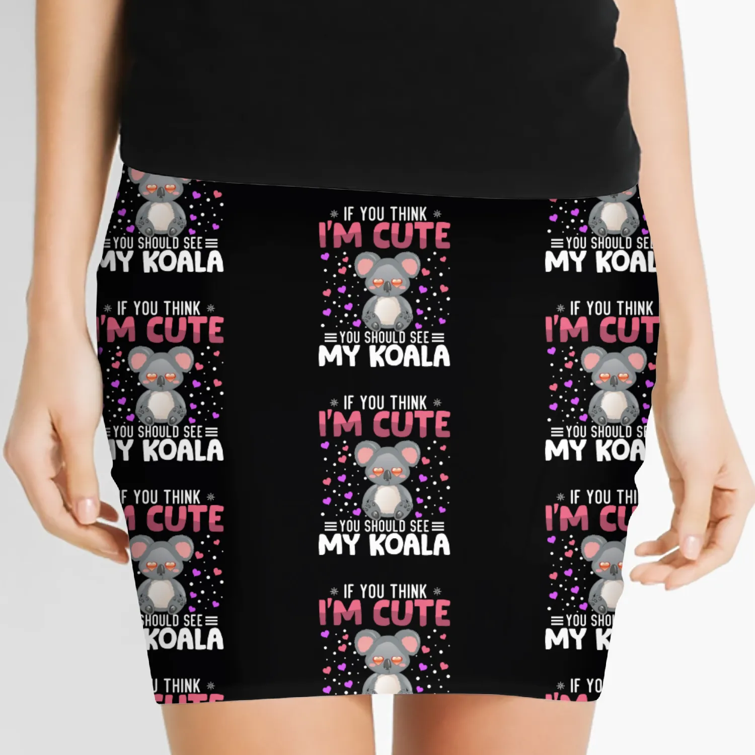 Koala Heart Valentine's Day Animal For Womens Kids Women's Mini Skirts