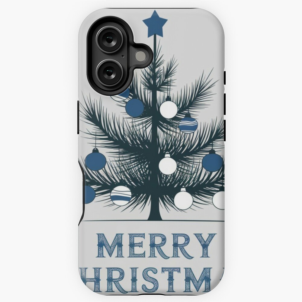 blue and white chrismas tree merry chrismas iPhone Case