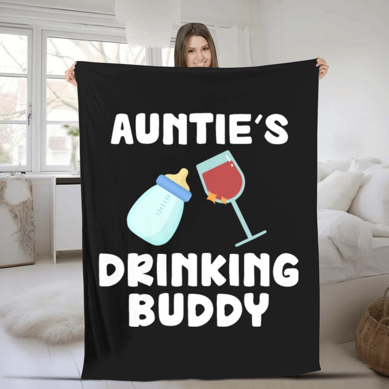 Auntie's Drinking Buddy Baby Humor Fleece Blankets
