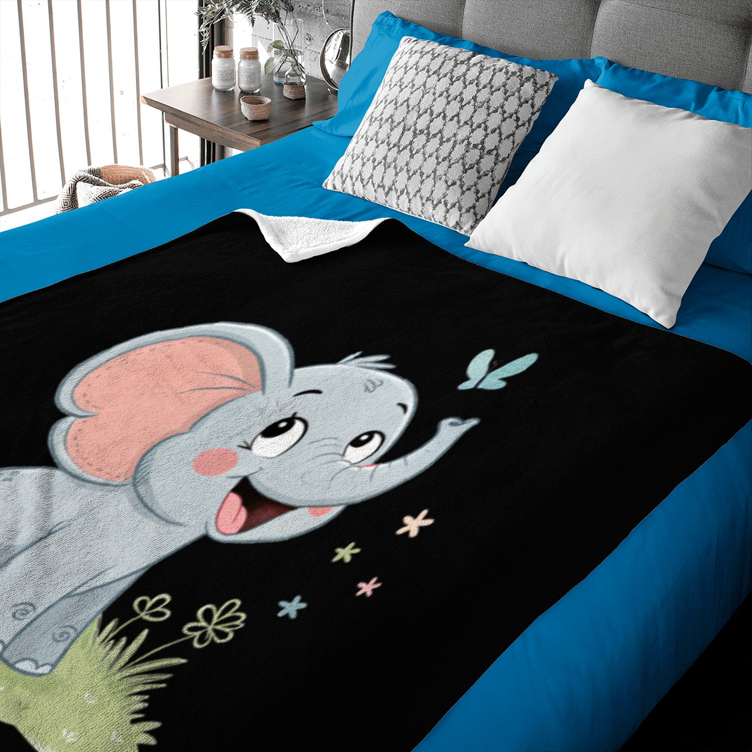 Cute Elephant with Butterfly Wings Baby Blankets