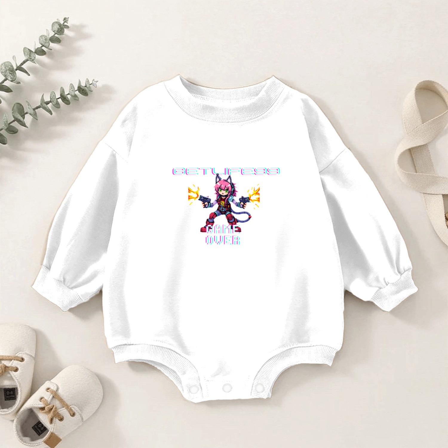 getlife99 gameover gaming Baby Romper Sweatshirts