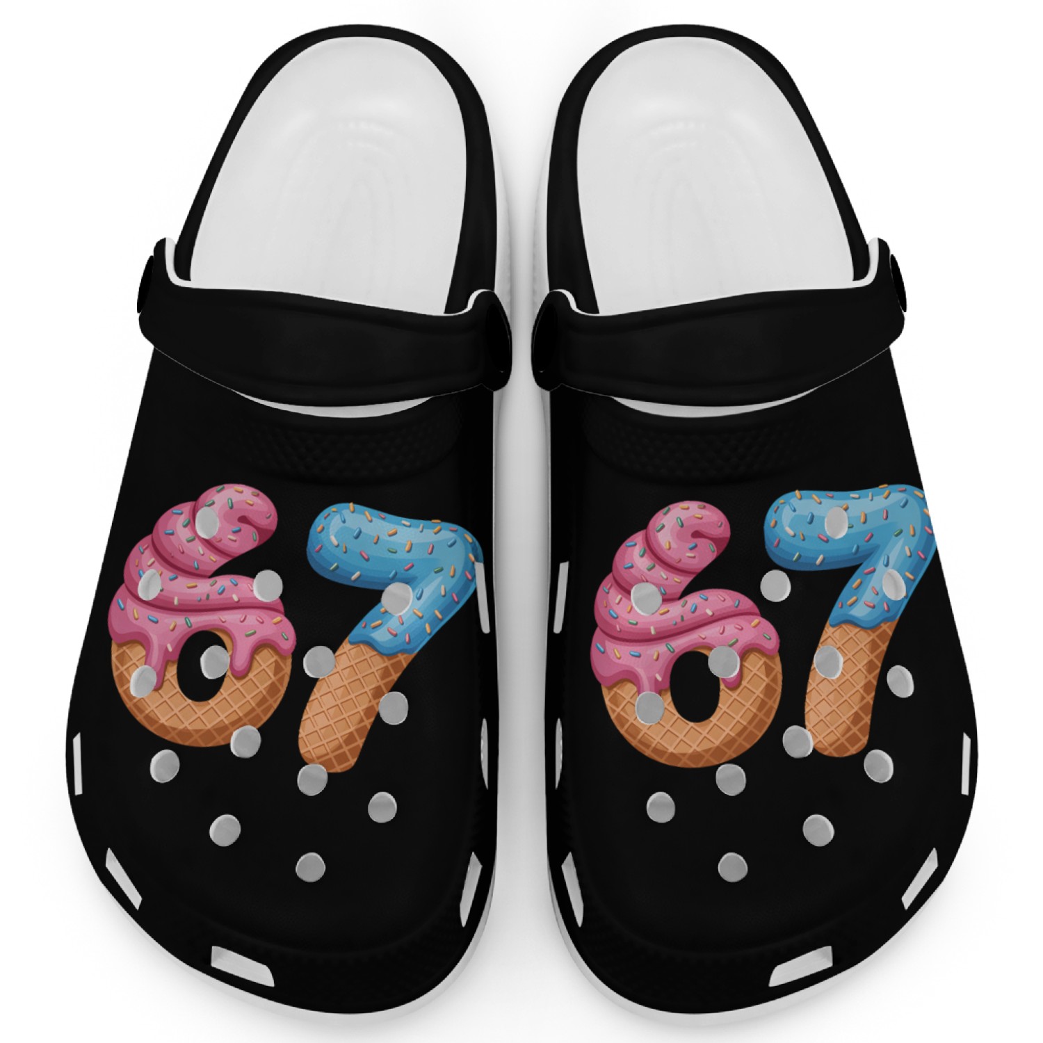 67 Ice Cream Drip Meme Funny Six Seven Gen Alpha Clogs