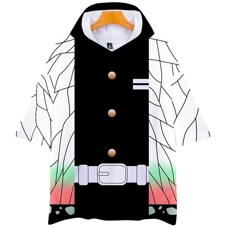 demon Kimetsu no Yaiba Kamado Tanjirou neko Short Sleeve Hoodie Shirt
