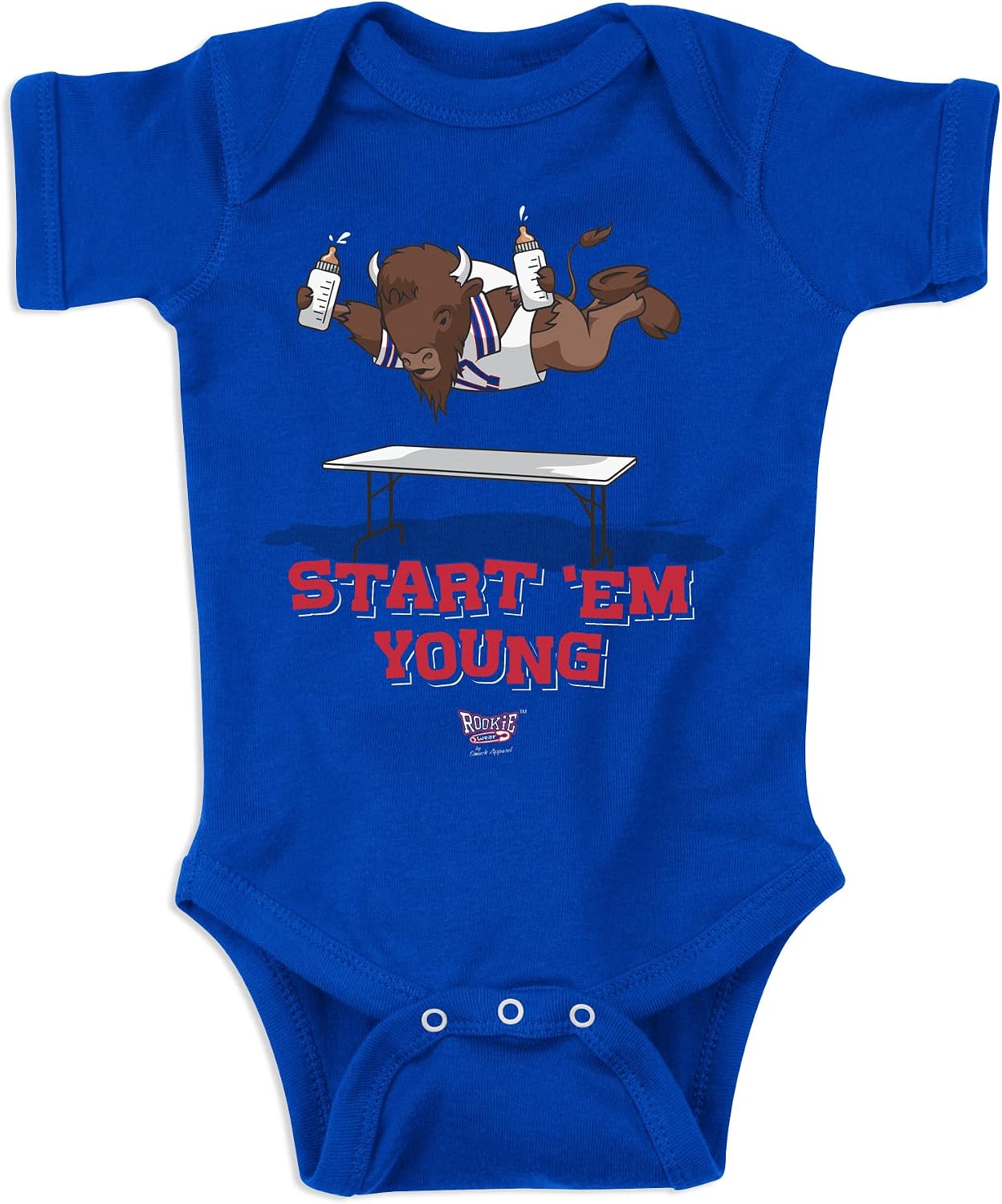 Start 'Em Young Buffalo Football Baby Onesie