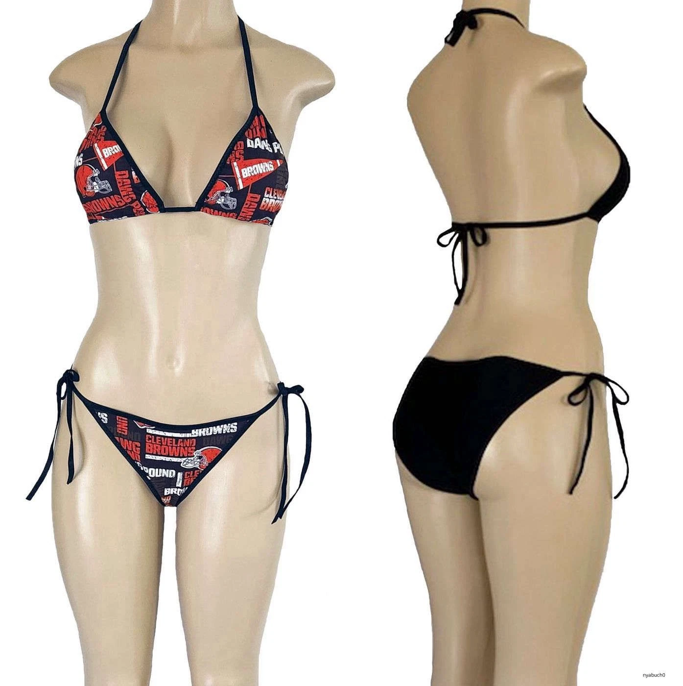 Cleveland Browns String Bikini Set, Two Piece Swimsuit Beachwear Sexy Bikini