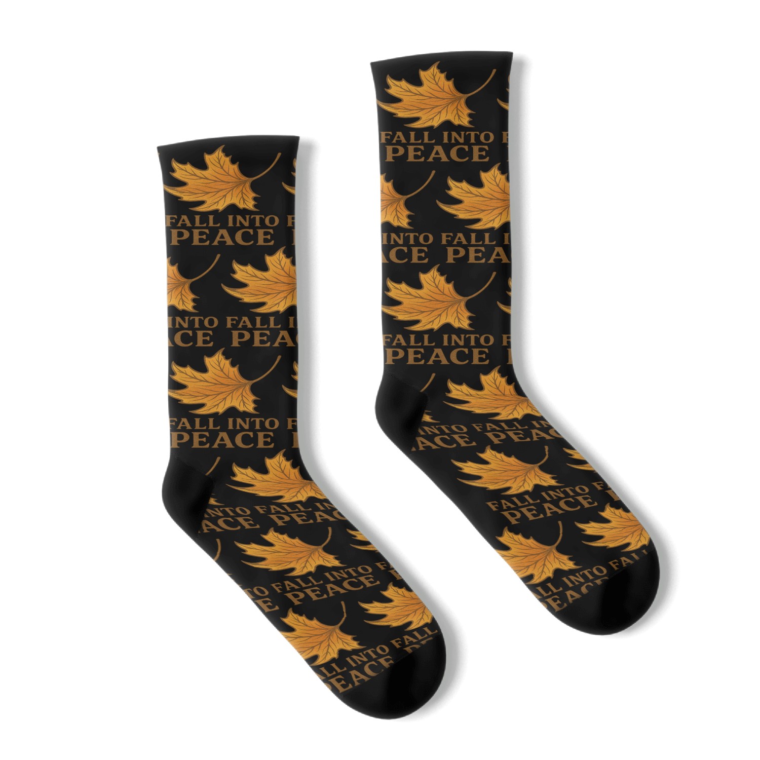 Autumn Leaf Peace Illustration Socks