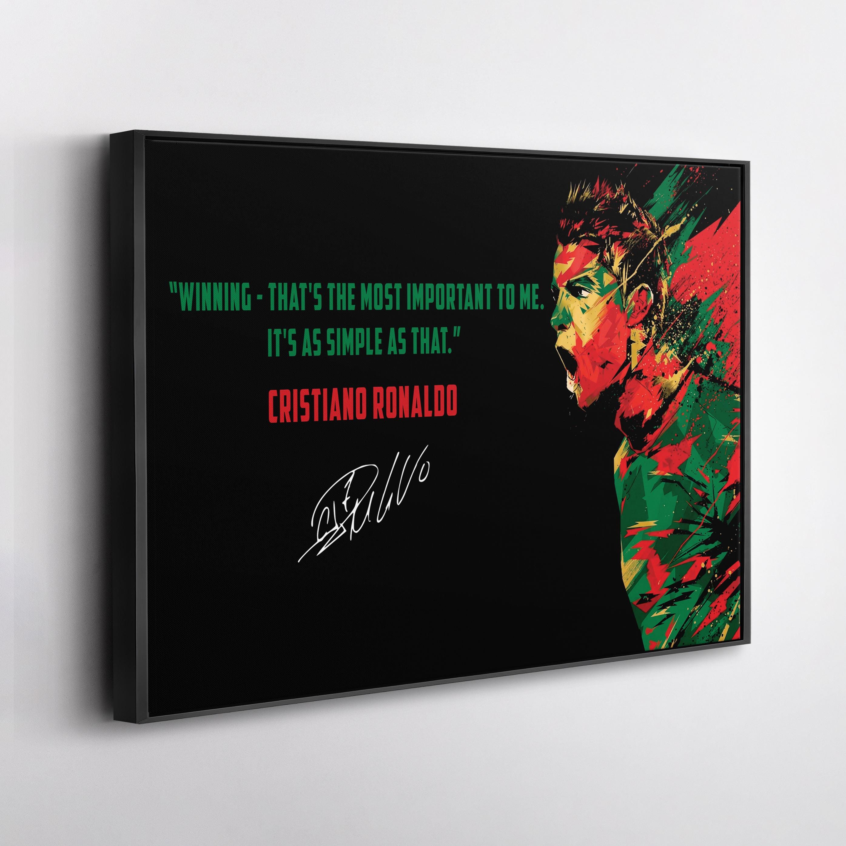 Cristiano Ronaldo Canvas Wall Art, Portugal Football Decor, Motivational Quote Print, Sports Poster Style, Fan Gift