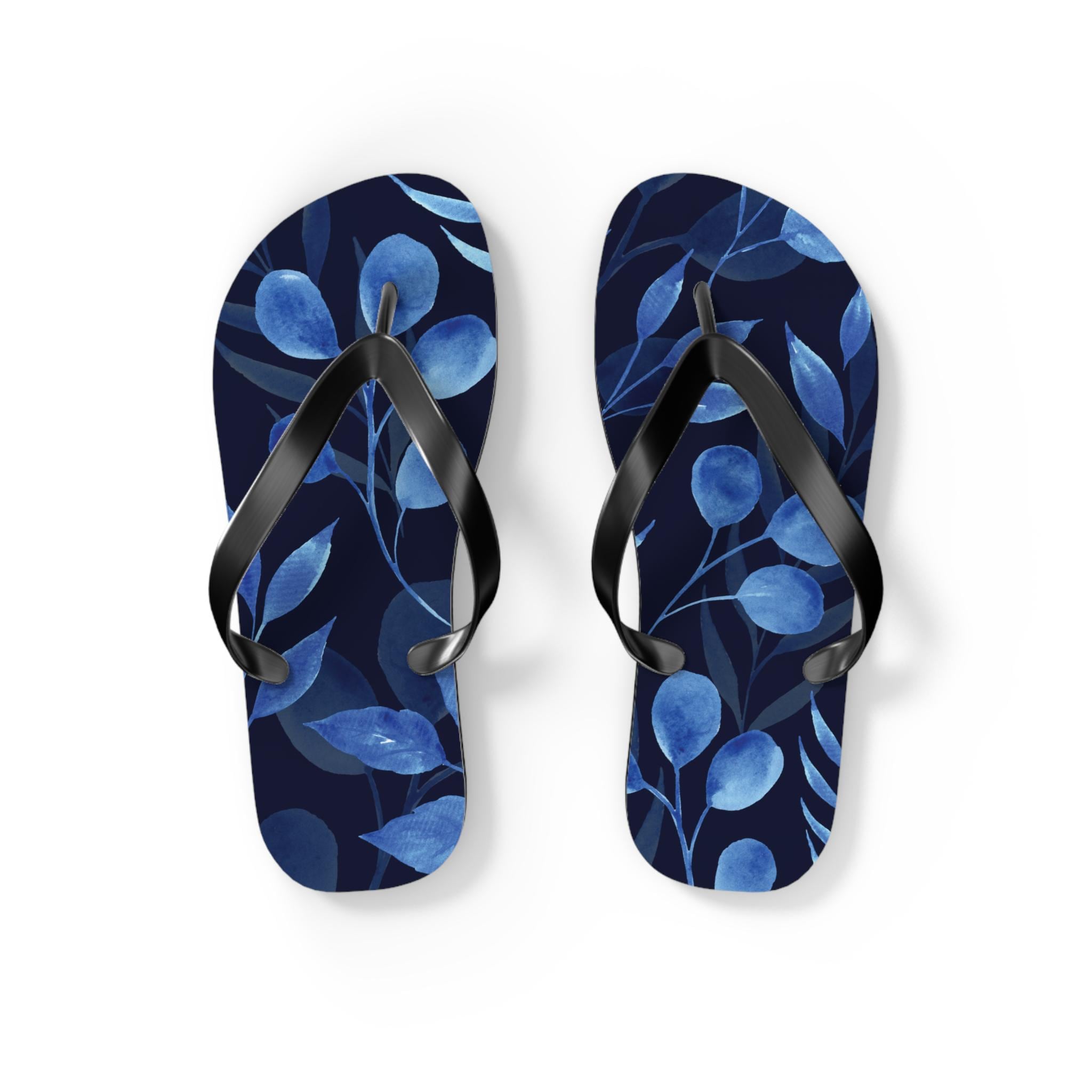 Botanical Print Flip Flops - Summer Beach Footwear, Vacation Sandals, Floral Flip Flops, Gift for Her, Travel Accessories