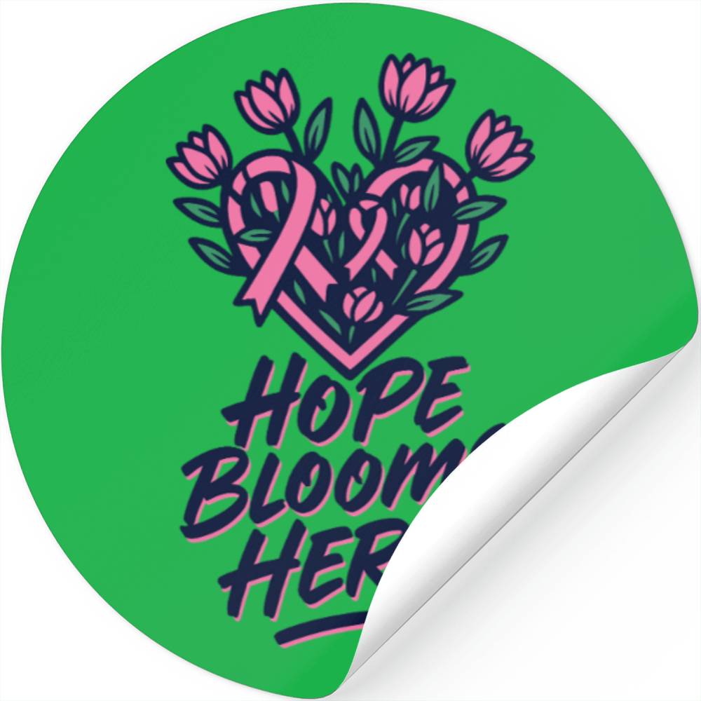 Hope Blooms Here │ Breast Cancer Awareness Floral Stickers