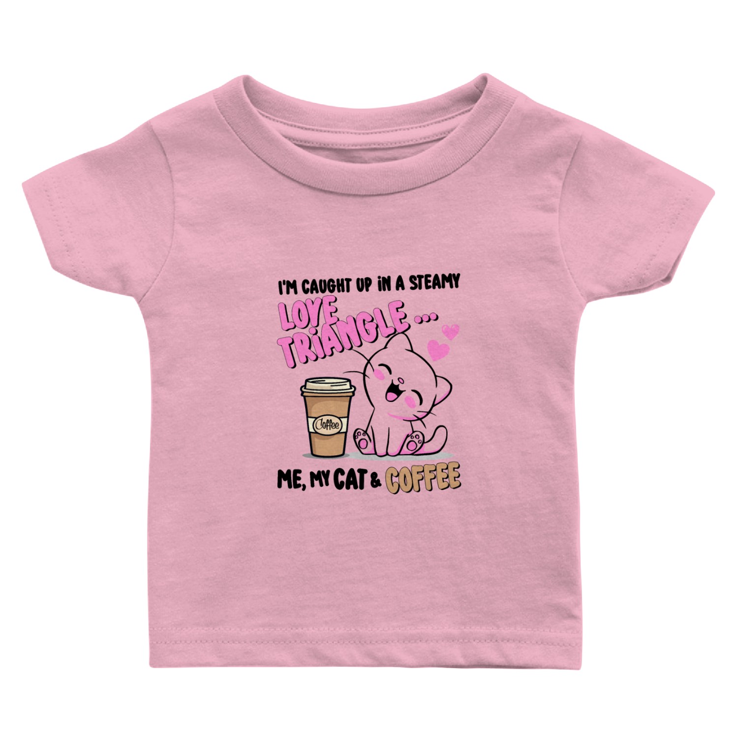 Love Triangle ... Me, My Cat & Coffee Baby T Shirts