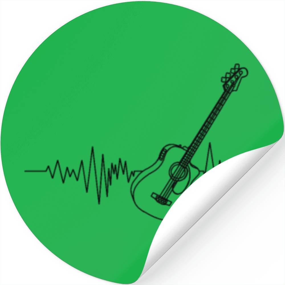 Bass Guitar Notes Heartbeat - Bass Guitar - Bass Stickers