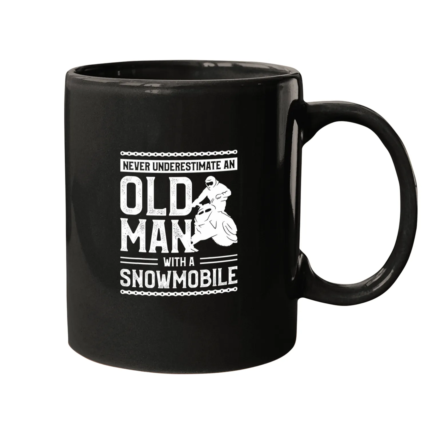 Never Underestimate An Old Man With A Snowmobile Mugs